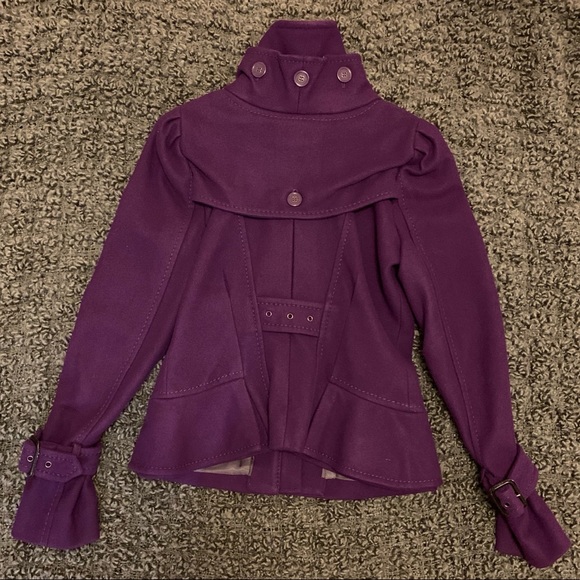 Purple BCBGMAXAZRIA Ruffled Short Coat - Picture 4 of 5
